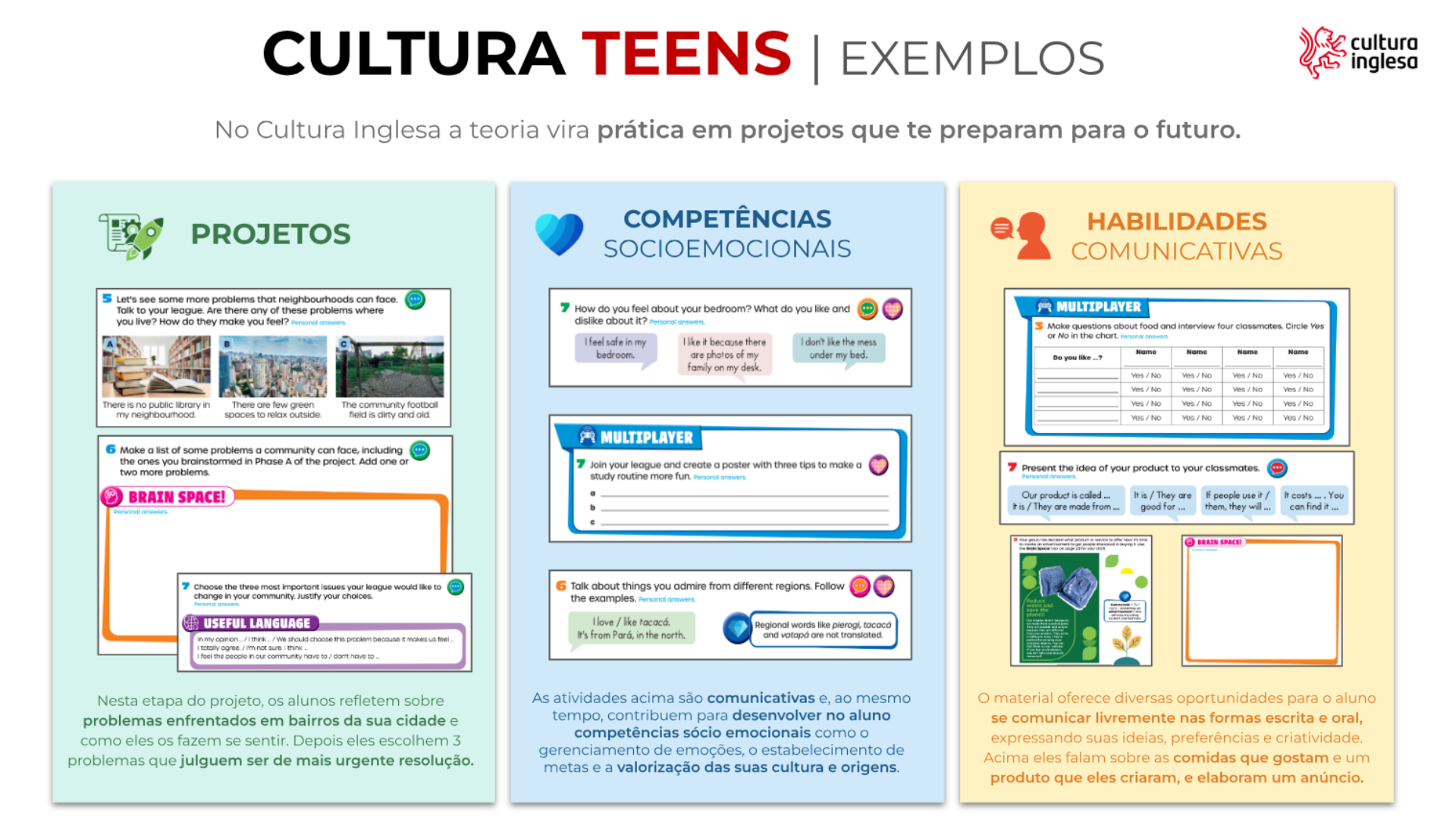 Cultura Teens — exemplos de atividades